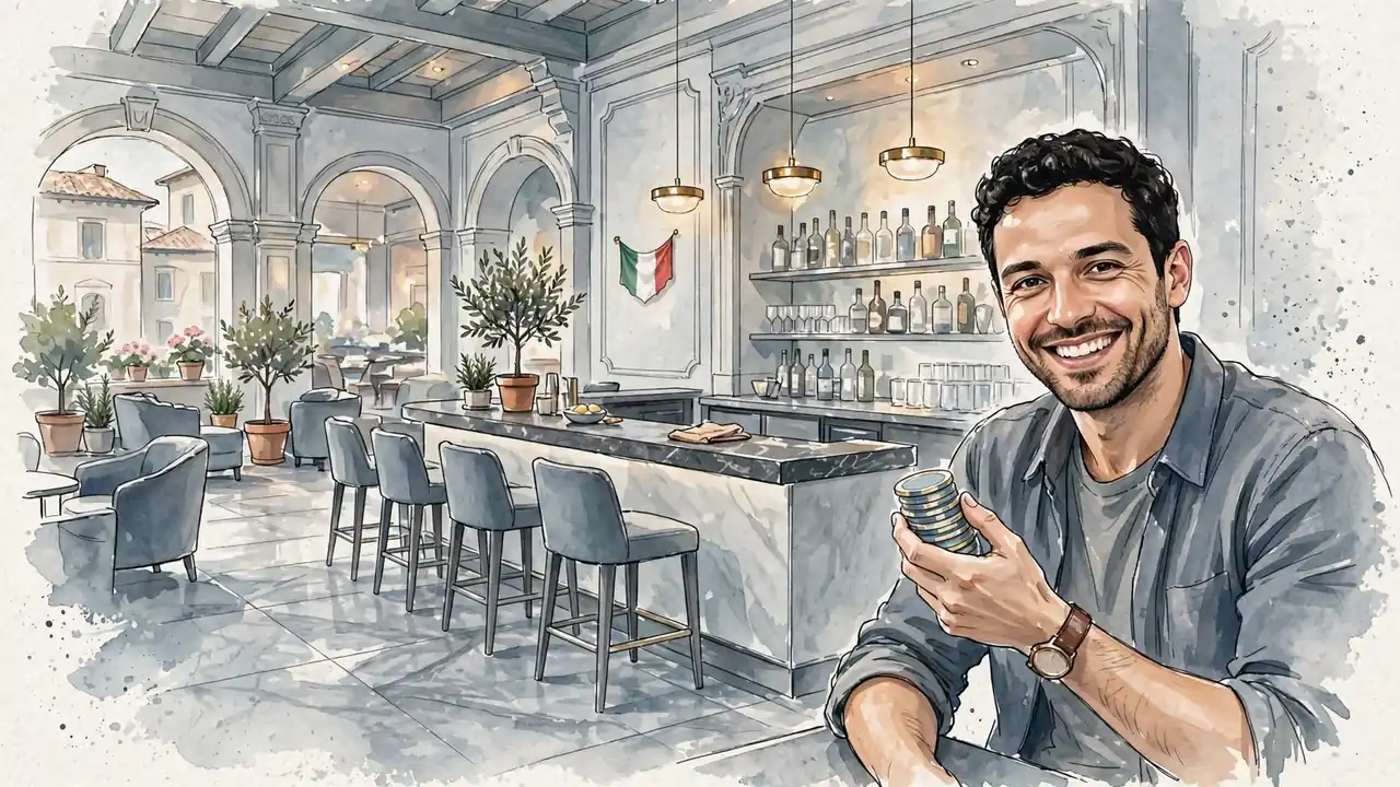 Interno di un casinò italiano con luci soffuse e fiches