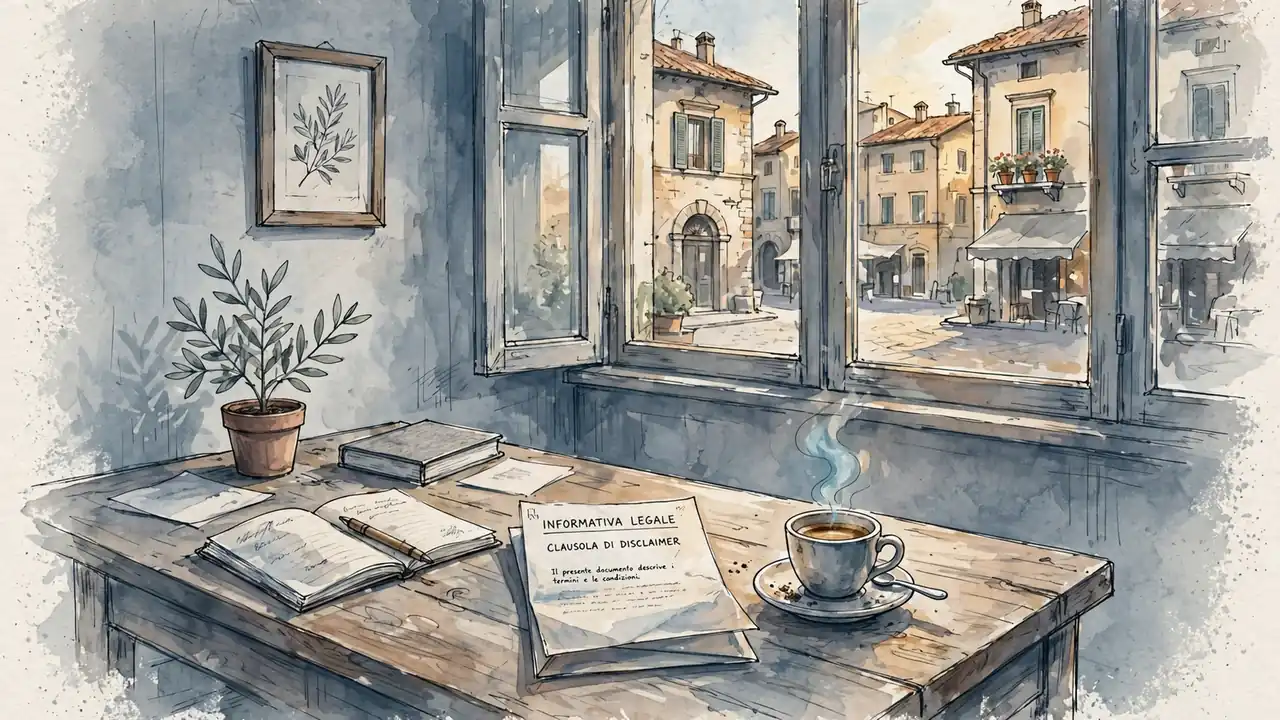 Ufficio italiano con tazza di caffè e documento legale
