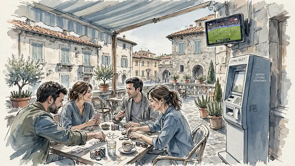 Terrazza italiana con poker, lotteria digitale e sport in diretta
